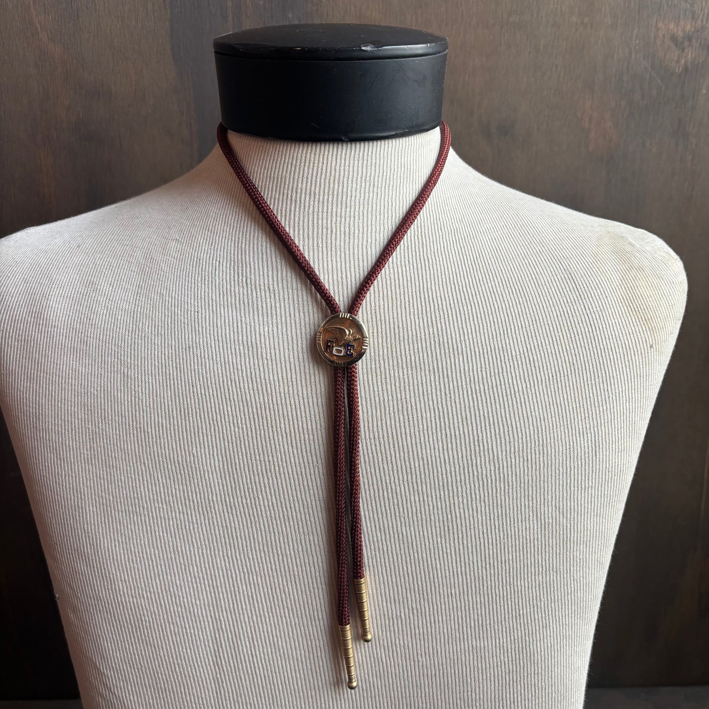 Fraternal Order of Eagles Bolo on Brown Tie