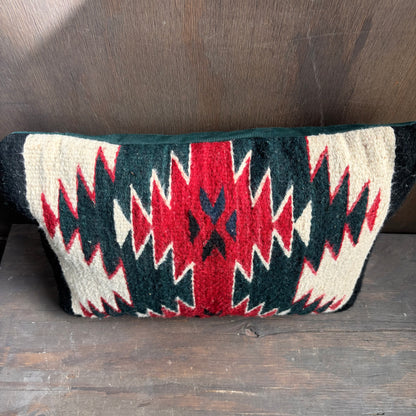 Vintage Woven Red, Green and Cream Pillow