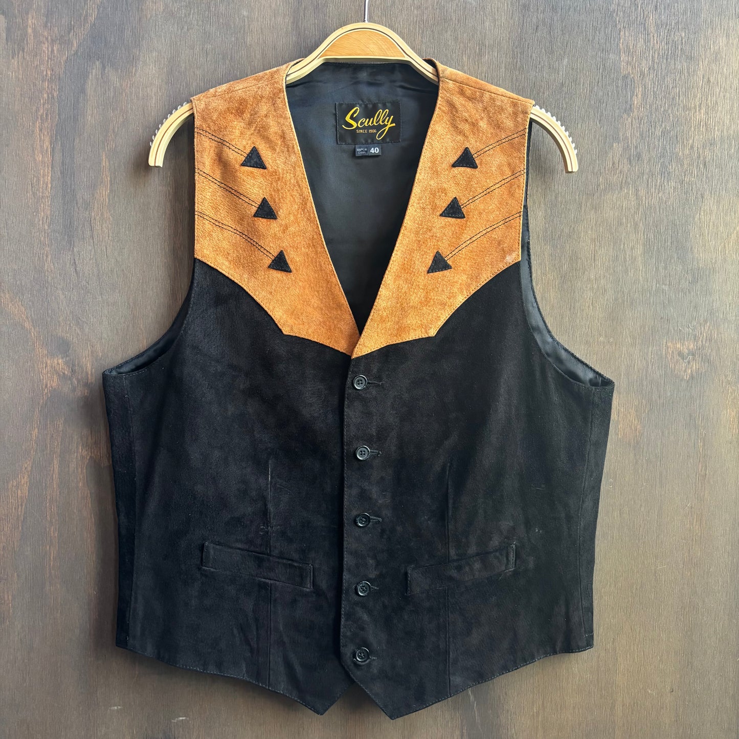 Scully Black and Tan Leather Vest