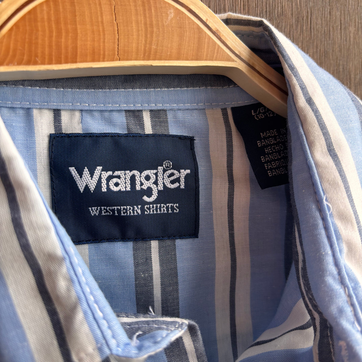 Kids Wrangler Blue Striped Pearl Snap