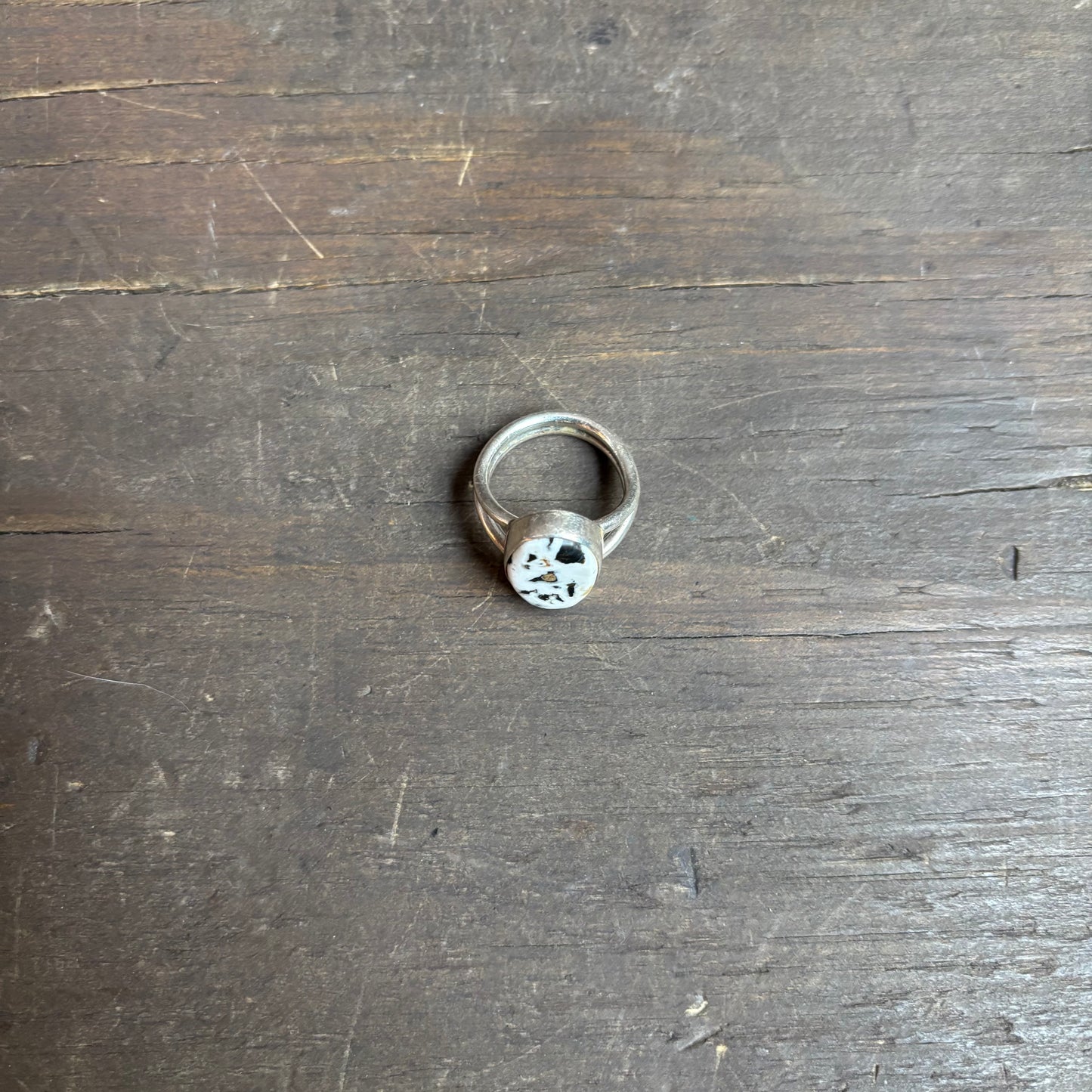 Silver Ring with Speckled Stone