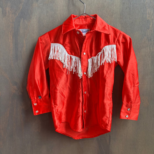 Rockmount Ranch West Kids Red Fringe Pearl Snap