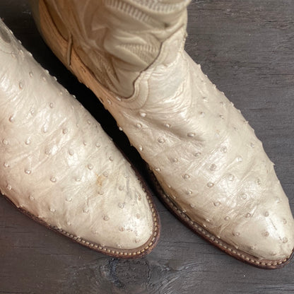 Tony Lama White Ostrich Western Boots