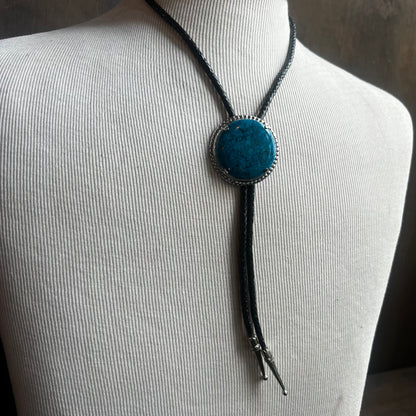 Faux Turquoise Circle Bolo Tie