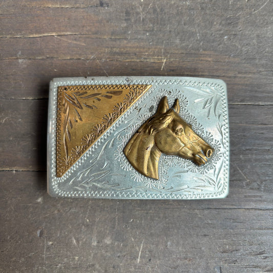 Silver Hollywood Style Horse Belt Buckle