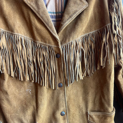 Tan Leather Fringe Jacket