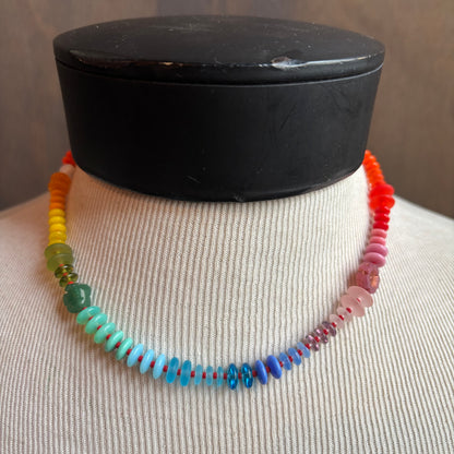 Ostrich Moon Rainbow Bead Necklace