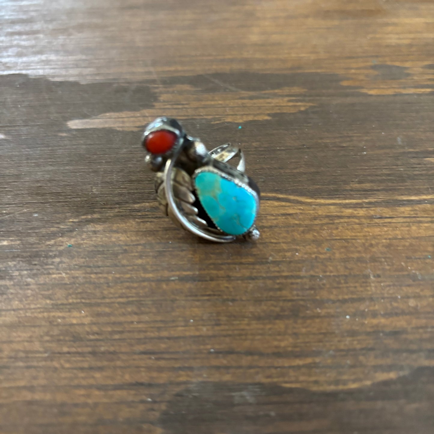 Turquoise Ring with Leaf