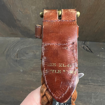 Brown Braided Belt with Solid Brass Buckle