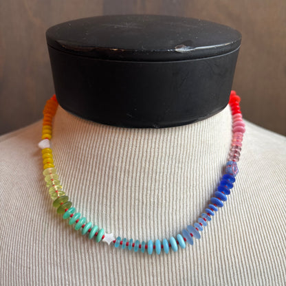 Ostrich Moon Rainbow Bead Necklace