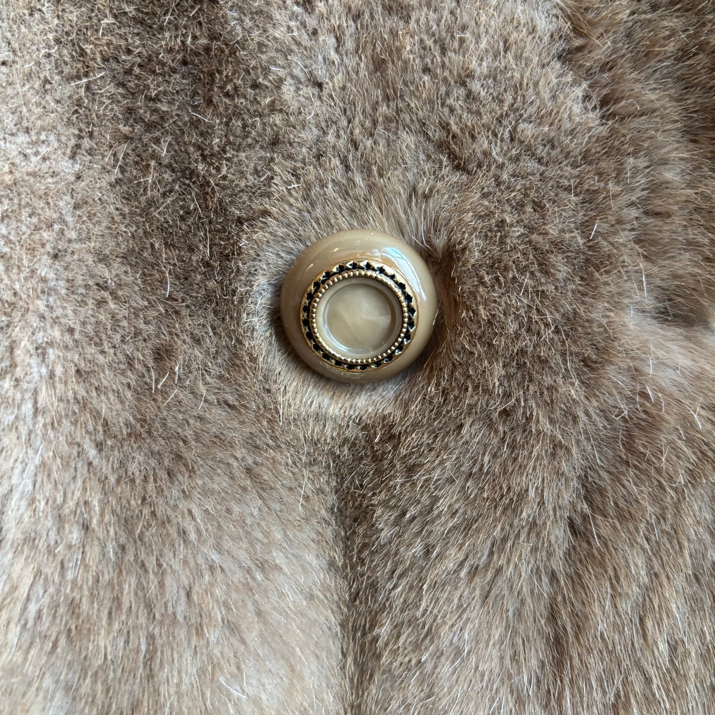 Vintage Beige Faux Fur Coat