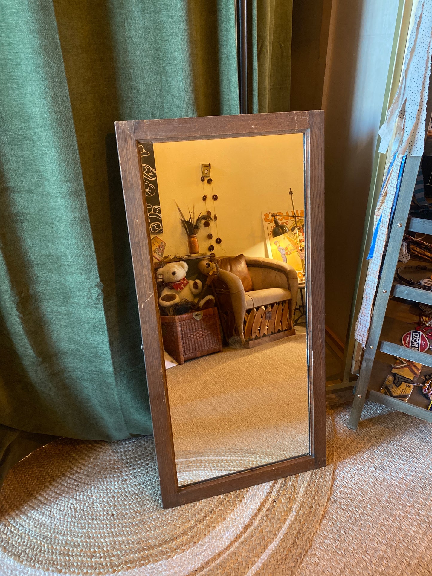 Vintage wood framed mirror