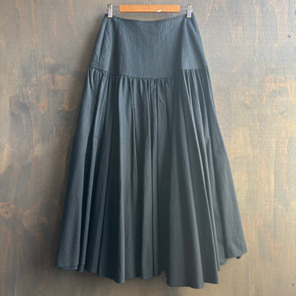 Black Cotton Skirt with Conchos