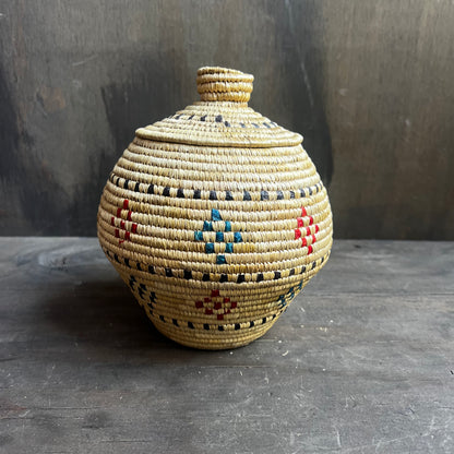 Native Alaskan Coiled Lidded Basket