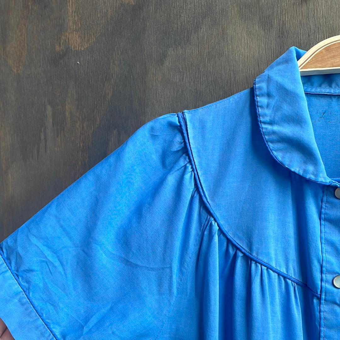 Blue Vintage Collared Shirt Dress