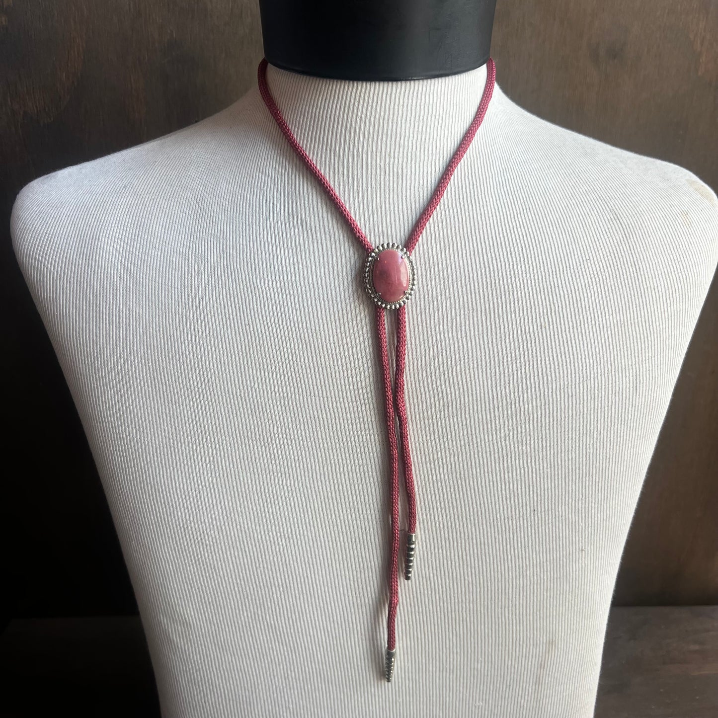 Pink Rhodinite Bolo Tie