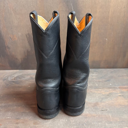 Justin Black Leather Roper Boots