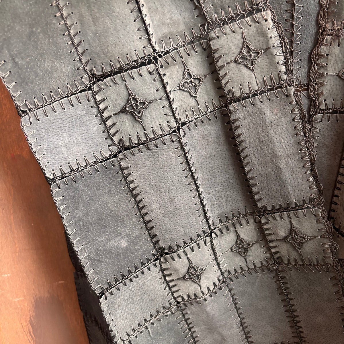 Vintage Black Leather Patchwork Vest