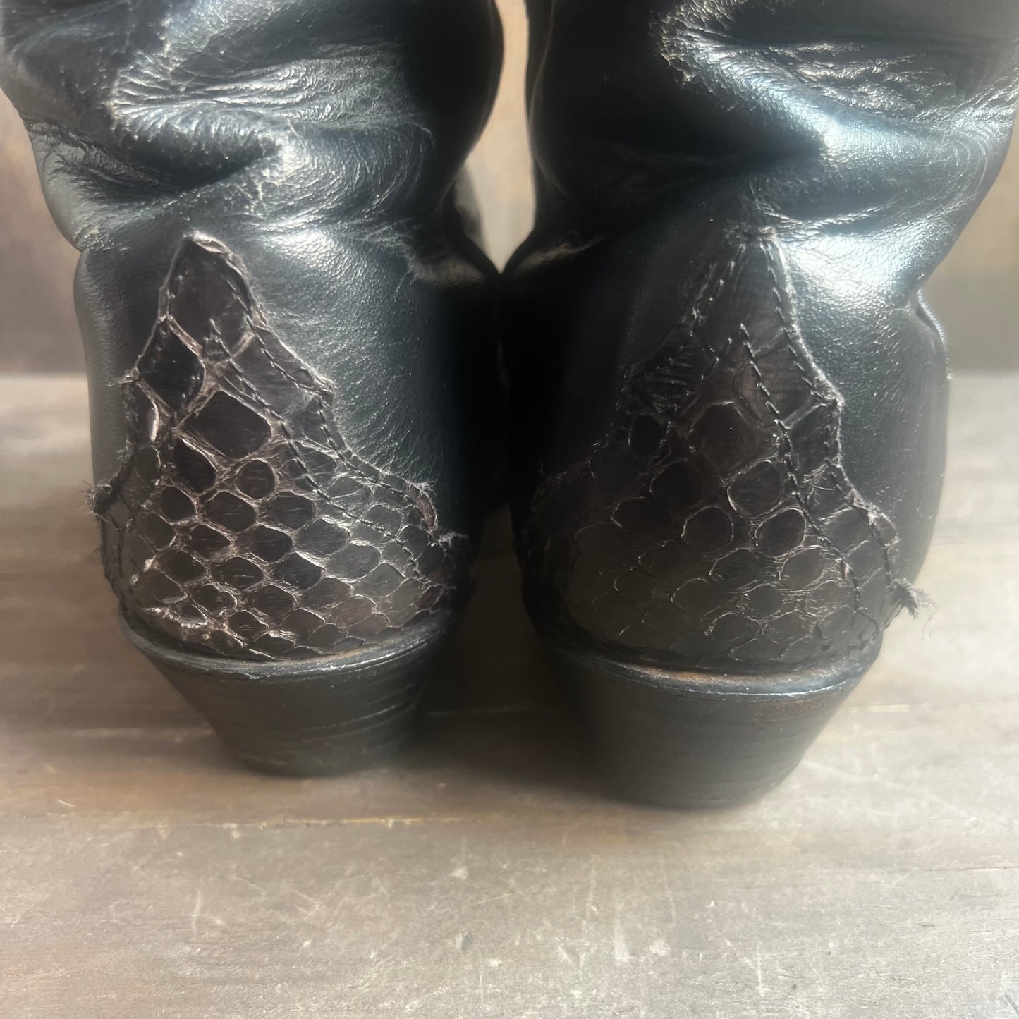 Larry Mahan Black Leather and Alligator Boots