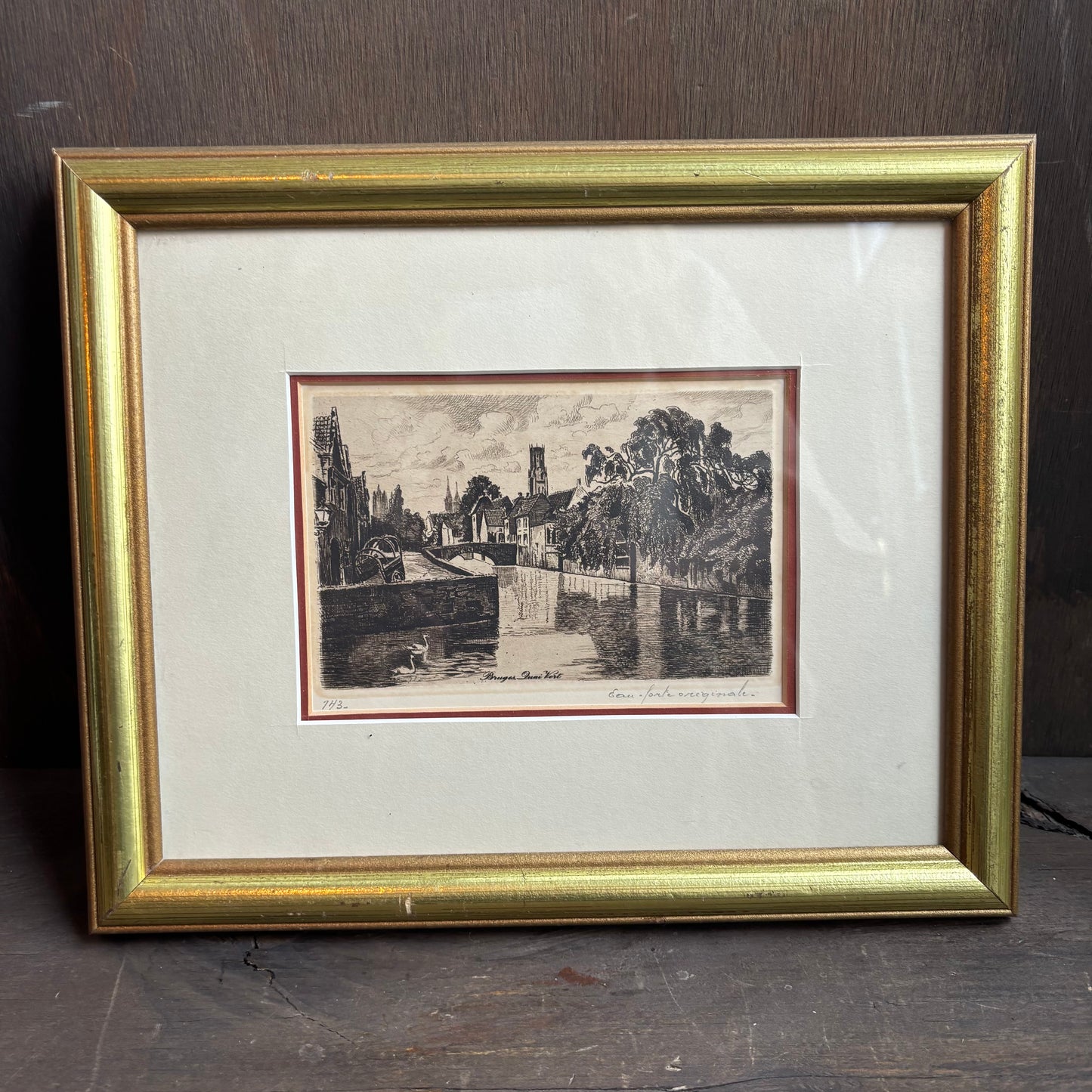 Bruges Quai Vert Signed Etching