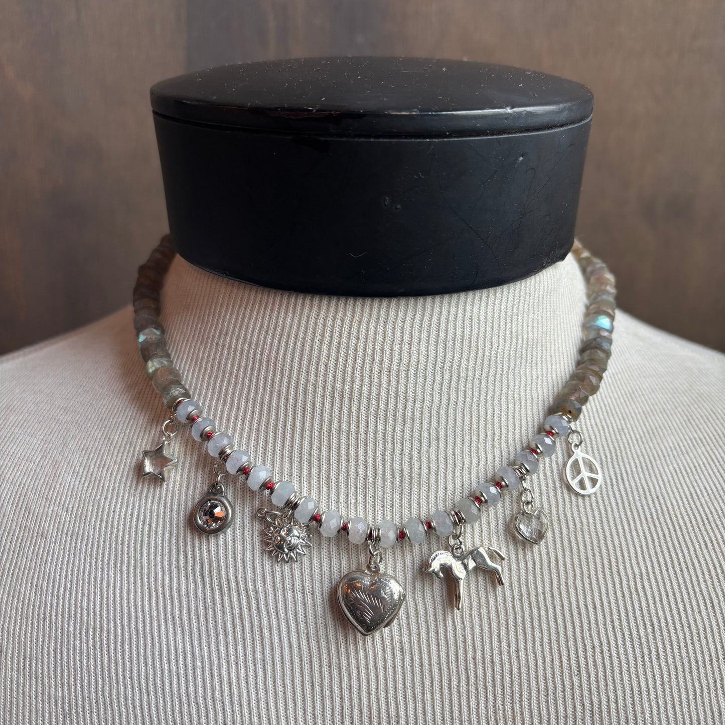 Ostrich Moon Heart Locket Necklace