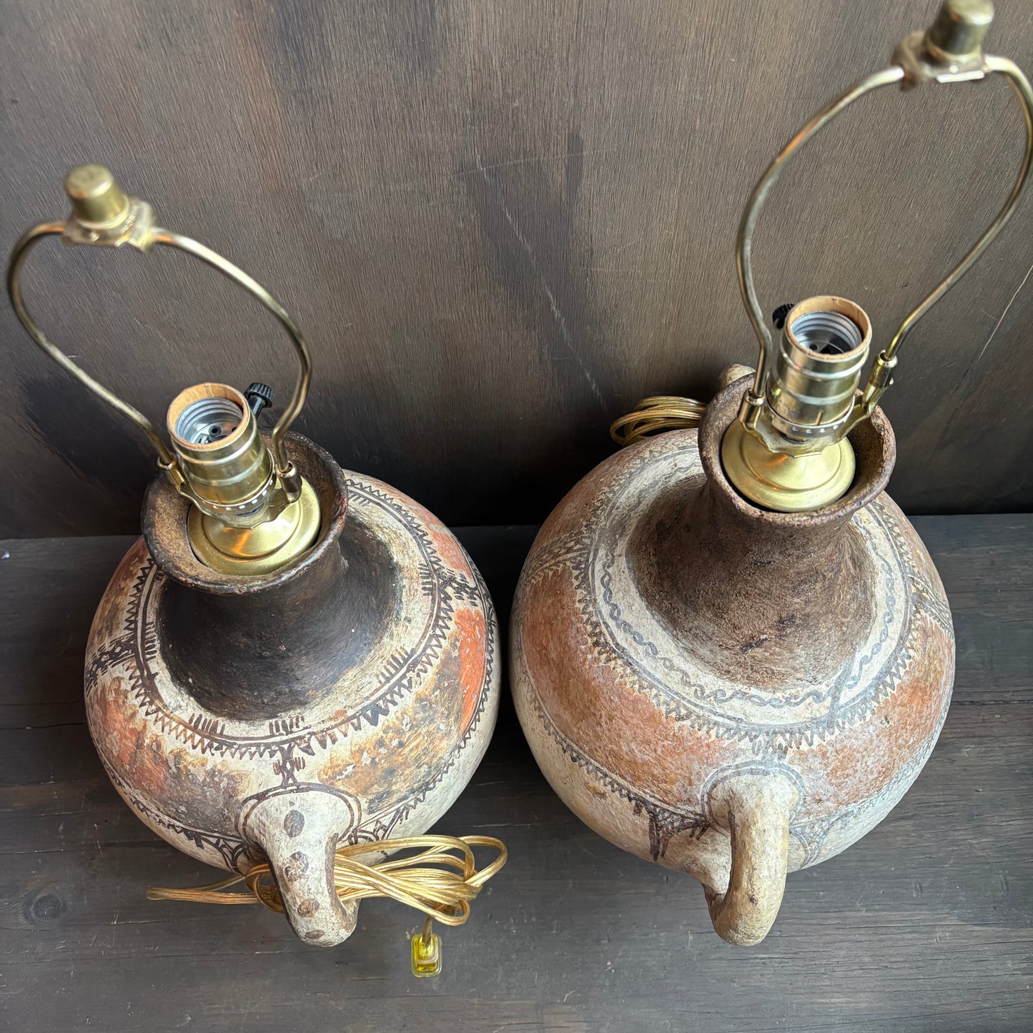 Pottery Style Lamp with Shade (Set of 2)