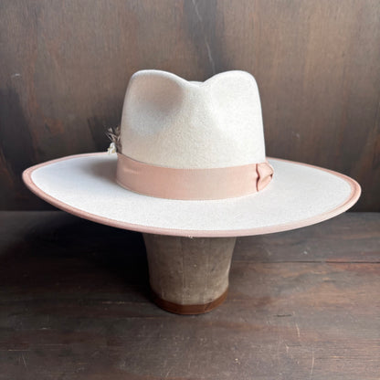Cream Painted Brim Hat
