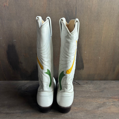 Dan Post White Boots with Reptile Cutouts