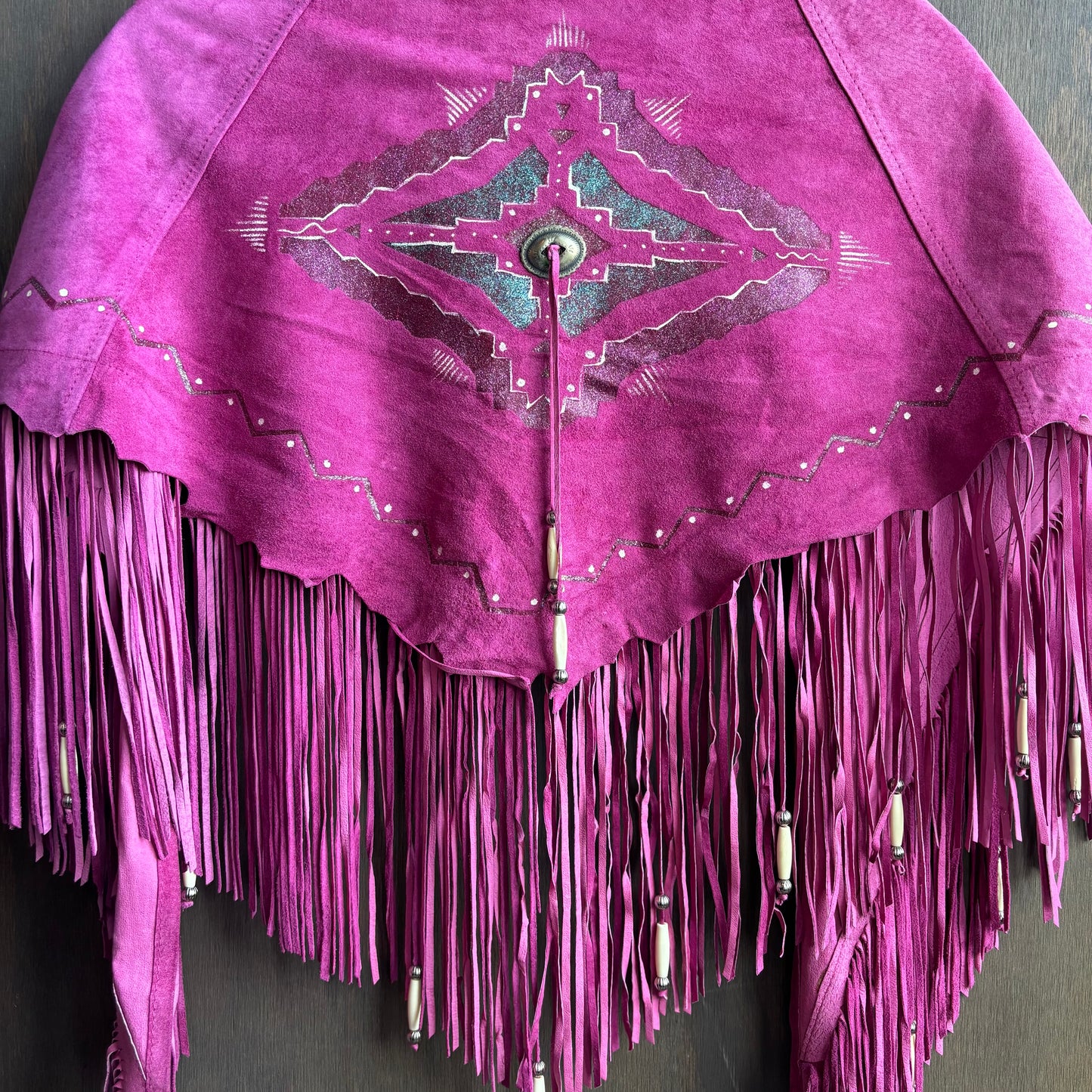 Patricia Wolf Fuchsia Leather Shawl