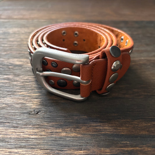 Brown Leather Studded Belt