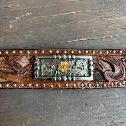 Tooled Leather Embellished Belt