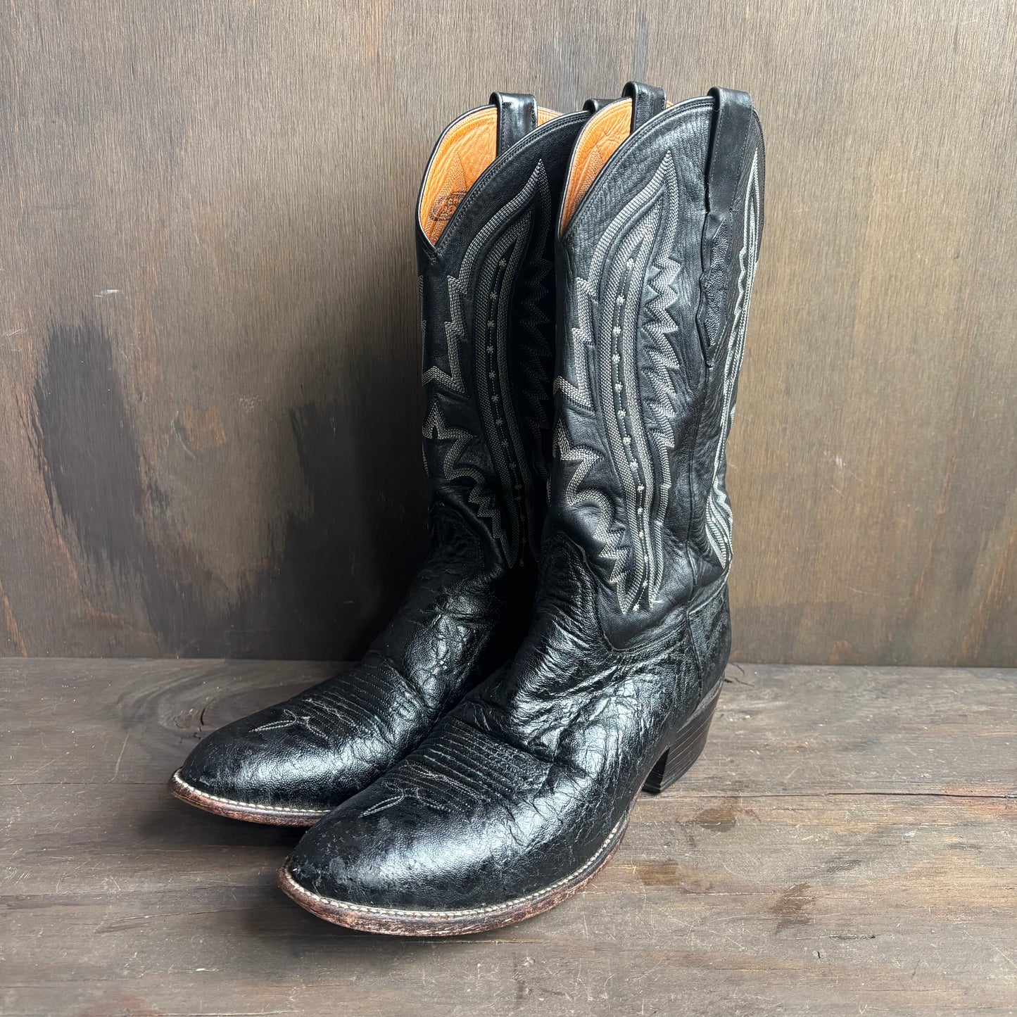 Lucchese 2000 Black Leather Boots