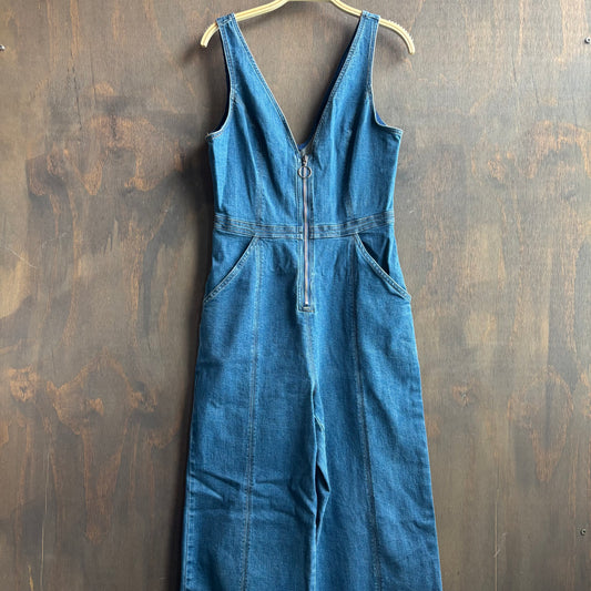 Denim Jumpsuit with Zipper