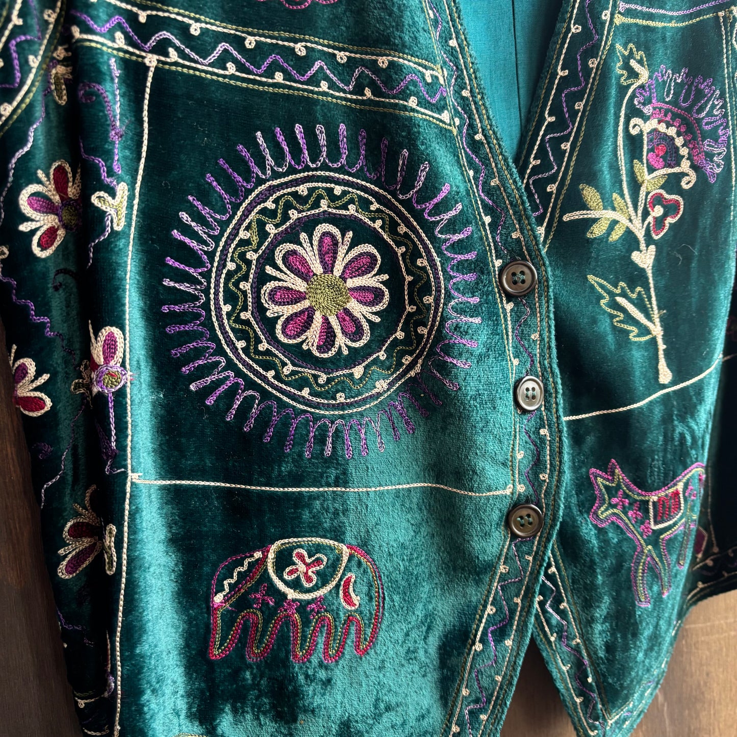 Embroidered Velvet Vest