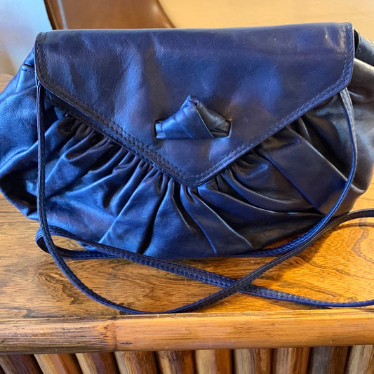 Vintage navy blue leather bag