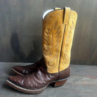 Custom Made Two-Tone Ostrich Skin Boots