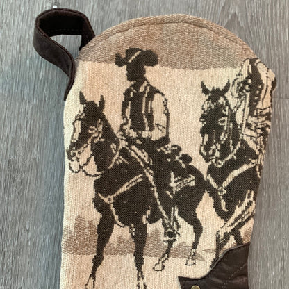 Cowboy on horse woven Cowboy boot Christmas stocking