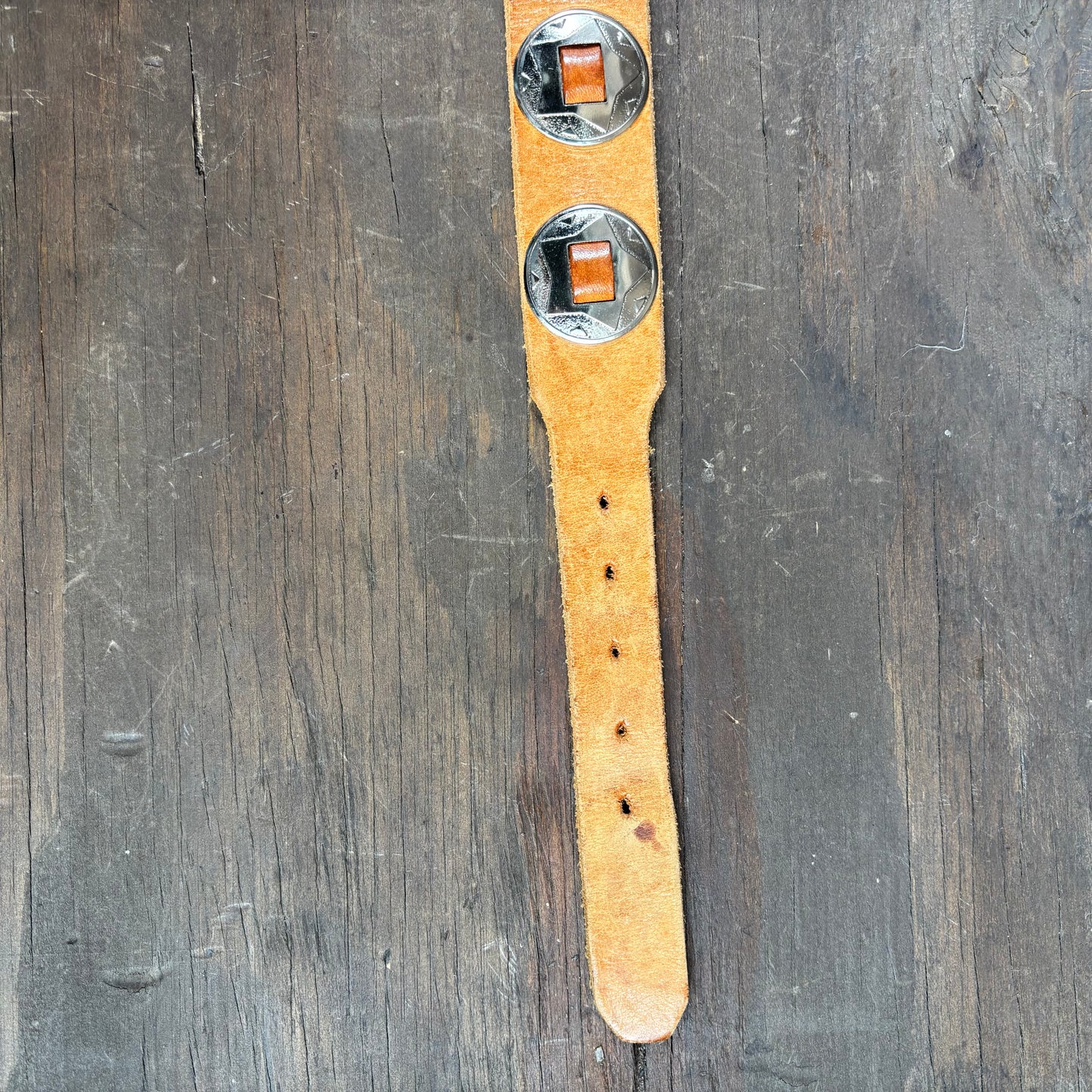Tan Leather Belt with Conchos