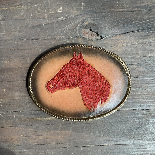 Embroidered Horse Head Belt Buckle