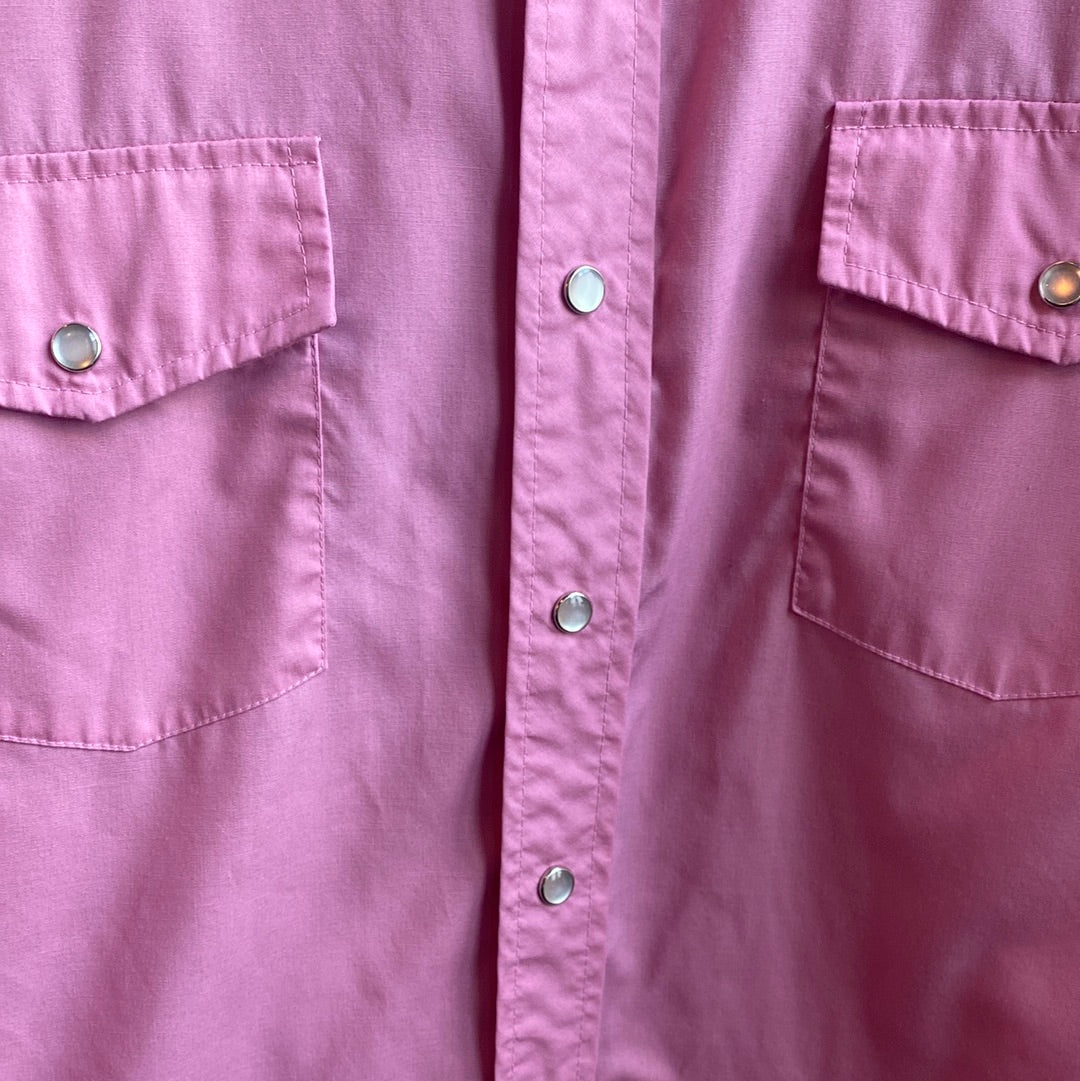 Vintage Pink Pearl Snap Button Down