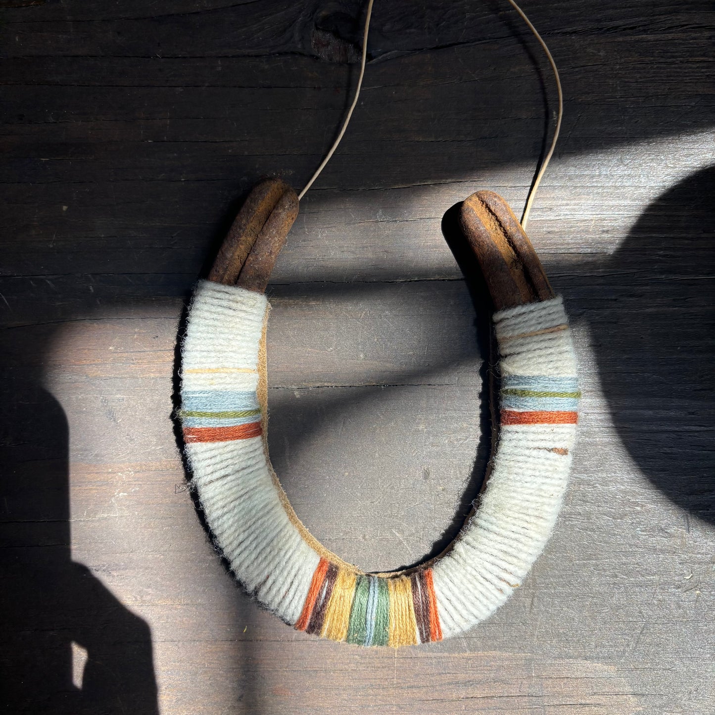 White Thread Wrapped Hanging Horseshoe