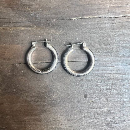 Silver and Black Vintage Hoop Earrings