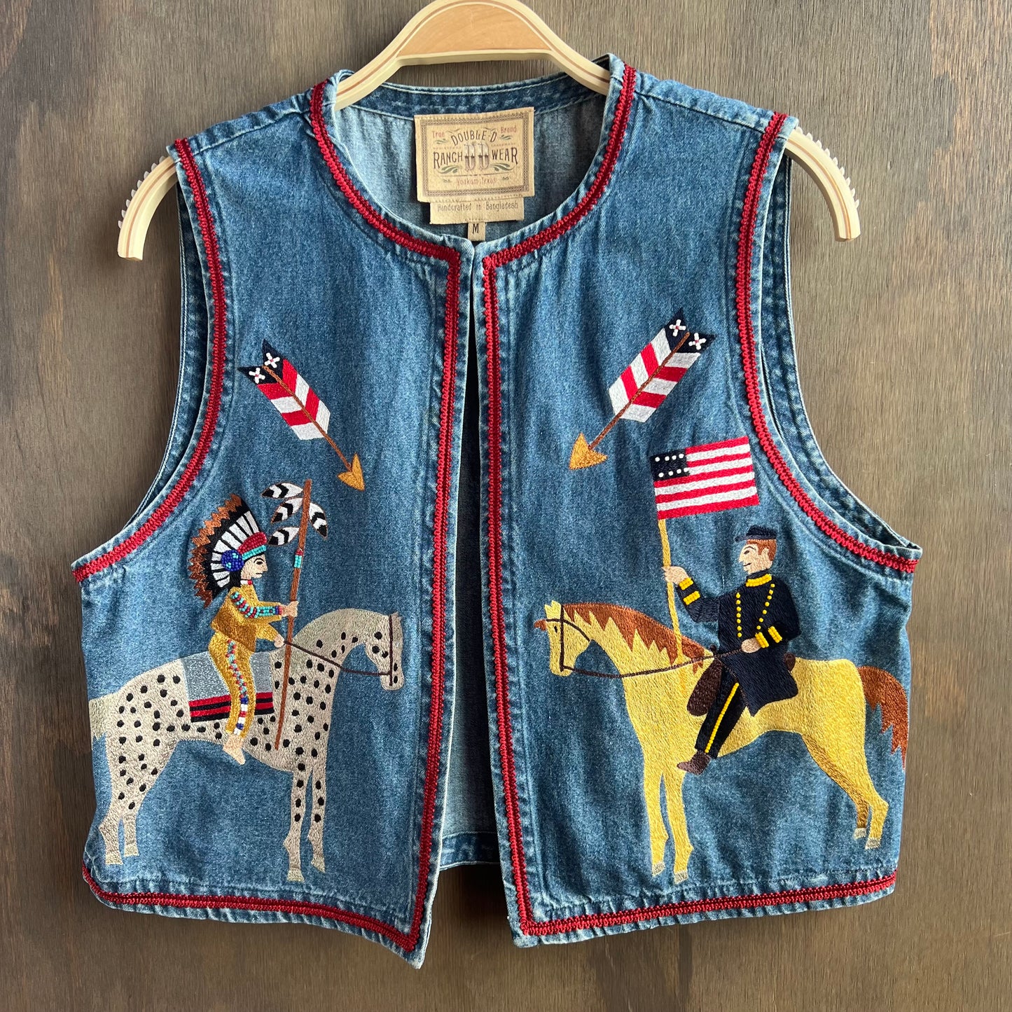 Double D Ranch Wear Denim Vest with Stitched Designs