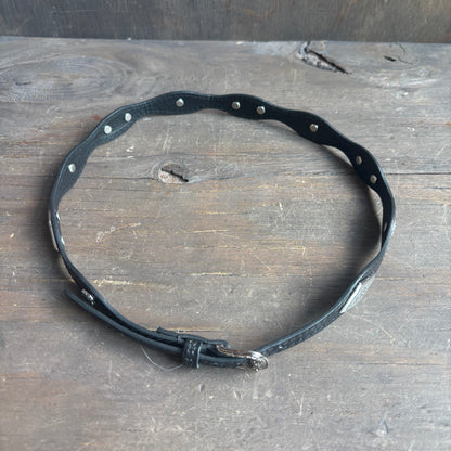 Black Leather Concho Hat Band