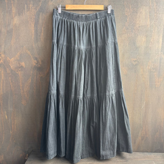 Black Denim Prairie Skirt