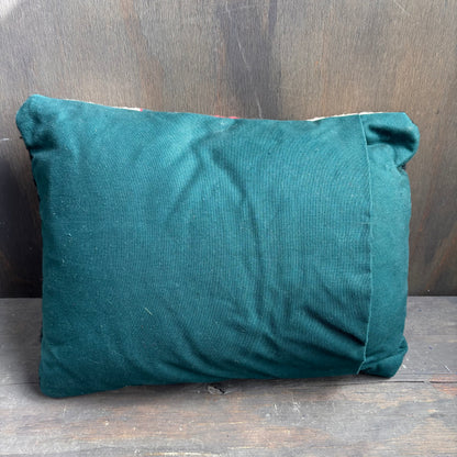 Vintage Woven Red, Green and Cream Pillow