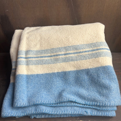 Wool Cream and Blue Blanket