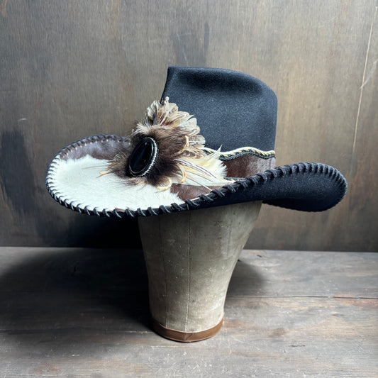 Charlie Horse Custom Black Hat with Cowhide