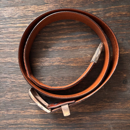 Brown Leather Belt with Metal Tip