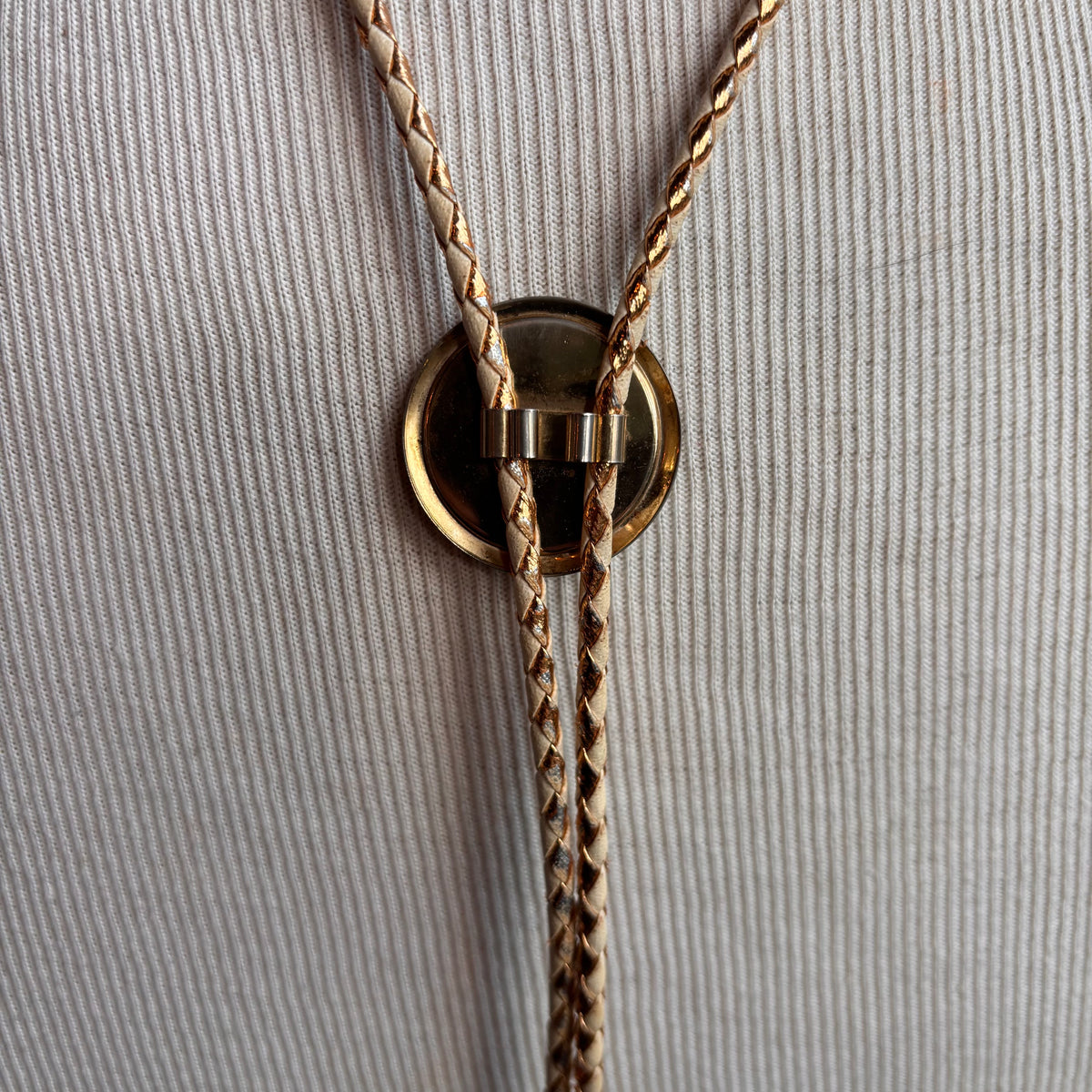 Vintage Colorful Bolo on Two-Tone Metallic Tie